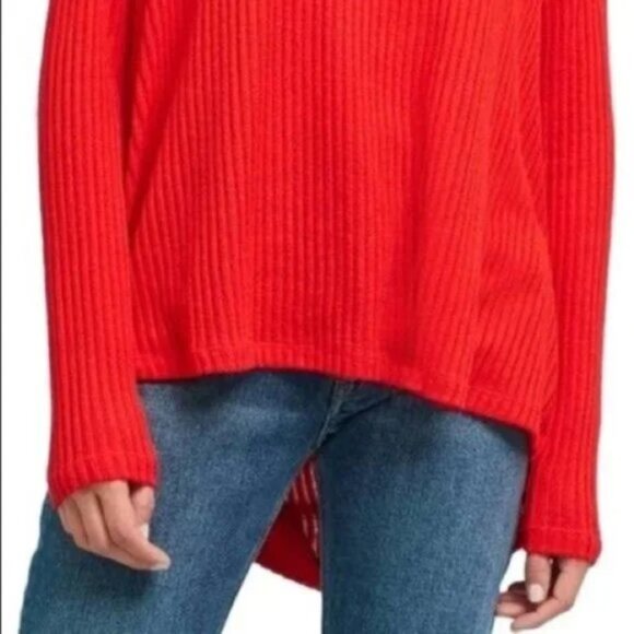Anthropologie Saturday Sunday red ribbed cowl neck oversized sweater size XS - Picture 6 of 10
